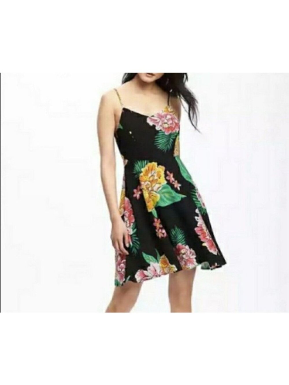 Old Navy Womens Floral Sundress Small skeater Tropical Straps Vacation smock
